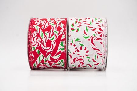 Festive Candy Cane Swirl Christmas Wired Ribbon - Festive Candy Cane Swirl Christmas Wired Ribbon